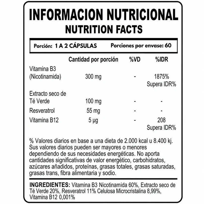 NAD + RESVERATROL | 60 Cápsulas