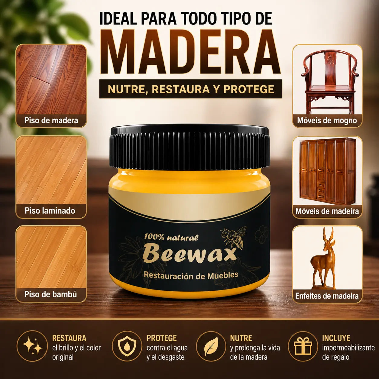 Restaurador de Madeira Beewax® + Impermeabilizante Invisivel de Regalo [ÚLTIMAS UNIDADES]