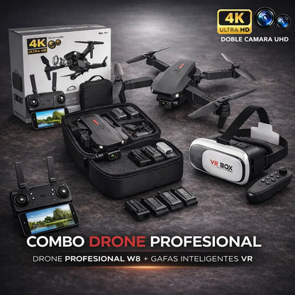 Drone Profesional W8 Con Inteligencia Artificial + Gafas Virtuales VR [ULTIMAS UNIDADES]