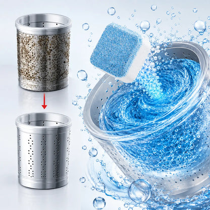 Kit Limpieza CleanMax™: 12 Pastillas Limpieza Lavadora Efervesce + Polvo Limpiador Tuberias Destapa Canos