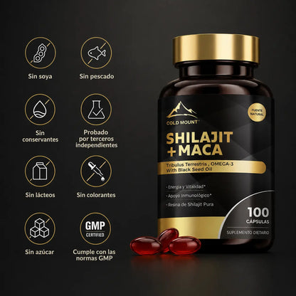 COMBO ENERGÍA PURA: Shilajit Maca 100 Cápsulas + Shilajit 60 Gomas Puro [ÚLTIMAS UNIDADES]
