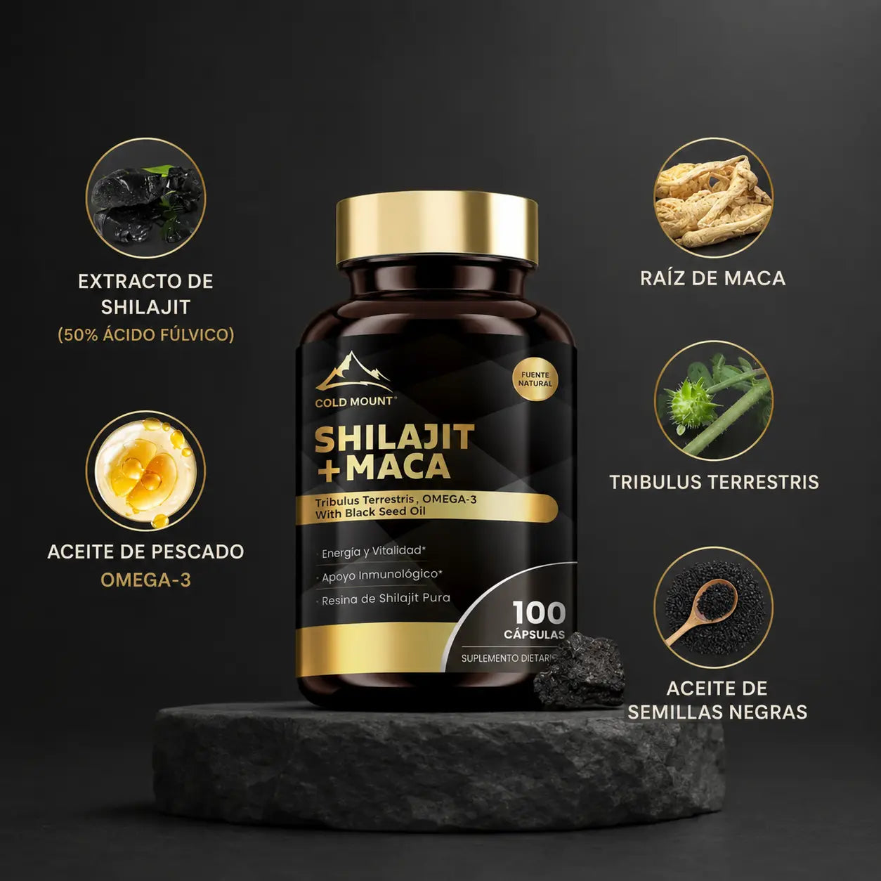 COMBO ENERGÍA PURA: Shilajit Maca 100 Cápsulas + Shilajit 60 Gomas Puro [ÚLTIMAS UNIDADES]