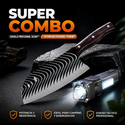 Cuchillo Profesional Tazaki™ + Linterna Multifuncional Titanium™ [ÚLTIMAS UNIDADES]
