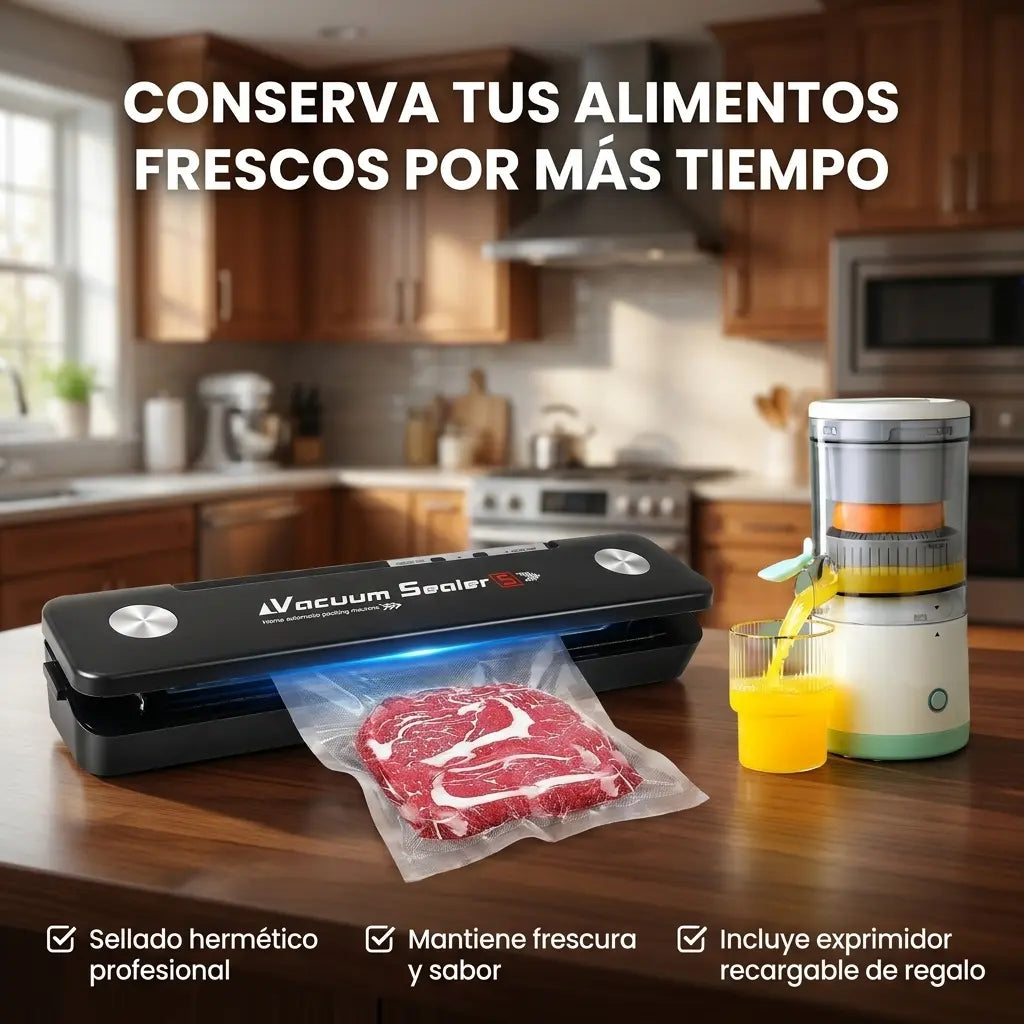 Selladora al Vacío de Alimentos SealerMax™  + Exprimidor de Frutas Recargable [ÚLTIMAS UNIDADES]