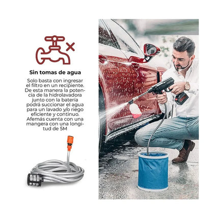 Hidrolavadora Portátil 2 Baterías 48V TurboJet™ + Juego de Herramientas Profesional 46 Piezas
